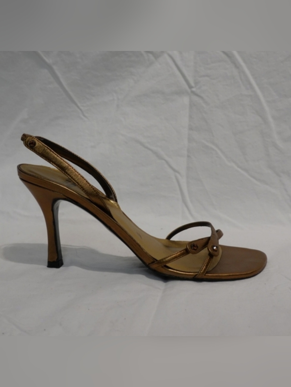 STUART WEITZMAN Antique Gold With Citrine Embellishments at Toe & Ankle, size 8